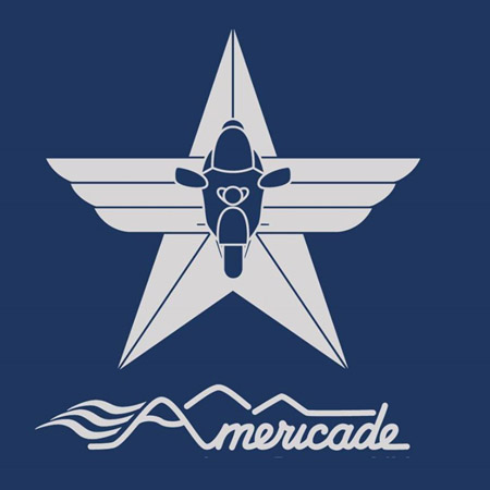 Americade Motorcycle Rally white and blue logo