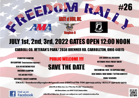 ABATE of Ohio Freedom Rally 2022 Poster