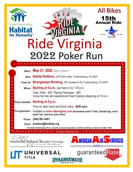 Ride Virginia Poker Run 2022 Flyer