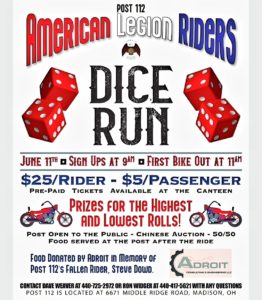 American Legion Riders' Dice Run in Madison, OH