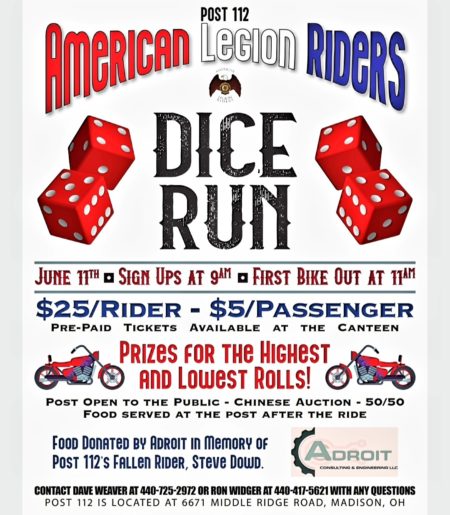 American Legion Riders' Dice Run in Madison, OH