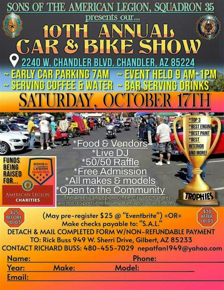 Sons of American Legion Car & Bike Show in Chandler 2026 Flyer