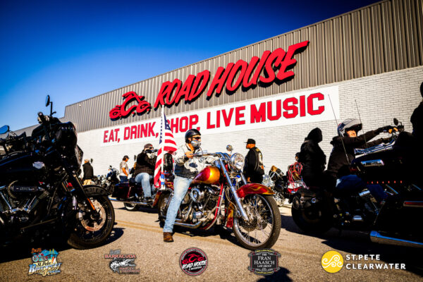 St. Pete Beach BikeFest event photo with riders and motorcycles at a roadhouse venue