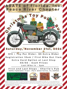 ABATE of Florida Peace River Chapter Christmas Toy Poker Run 2026 Flyer