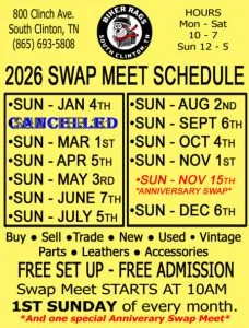 Biker Rags Motorcycle Swap Meet 2026 schedule flyer